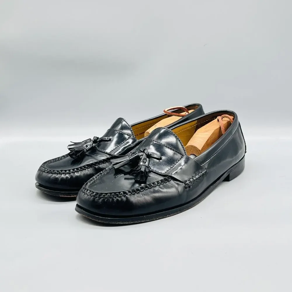 Cole Haan Shoes Mens 11.5 Black Leather Tassel Loafers Slip On Dress Classic